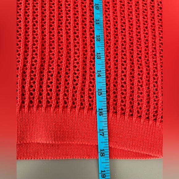 ❤️2/$30❤️M]Old Navy Long Sleeve Cropped Crochet Red Open Knit Sweater 100 Cotton - Picture 10 of 11